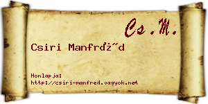 Csiri Manfréd névjegykártya